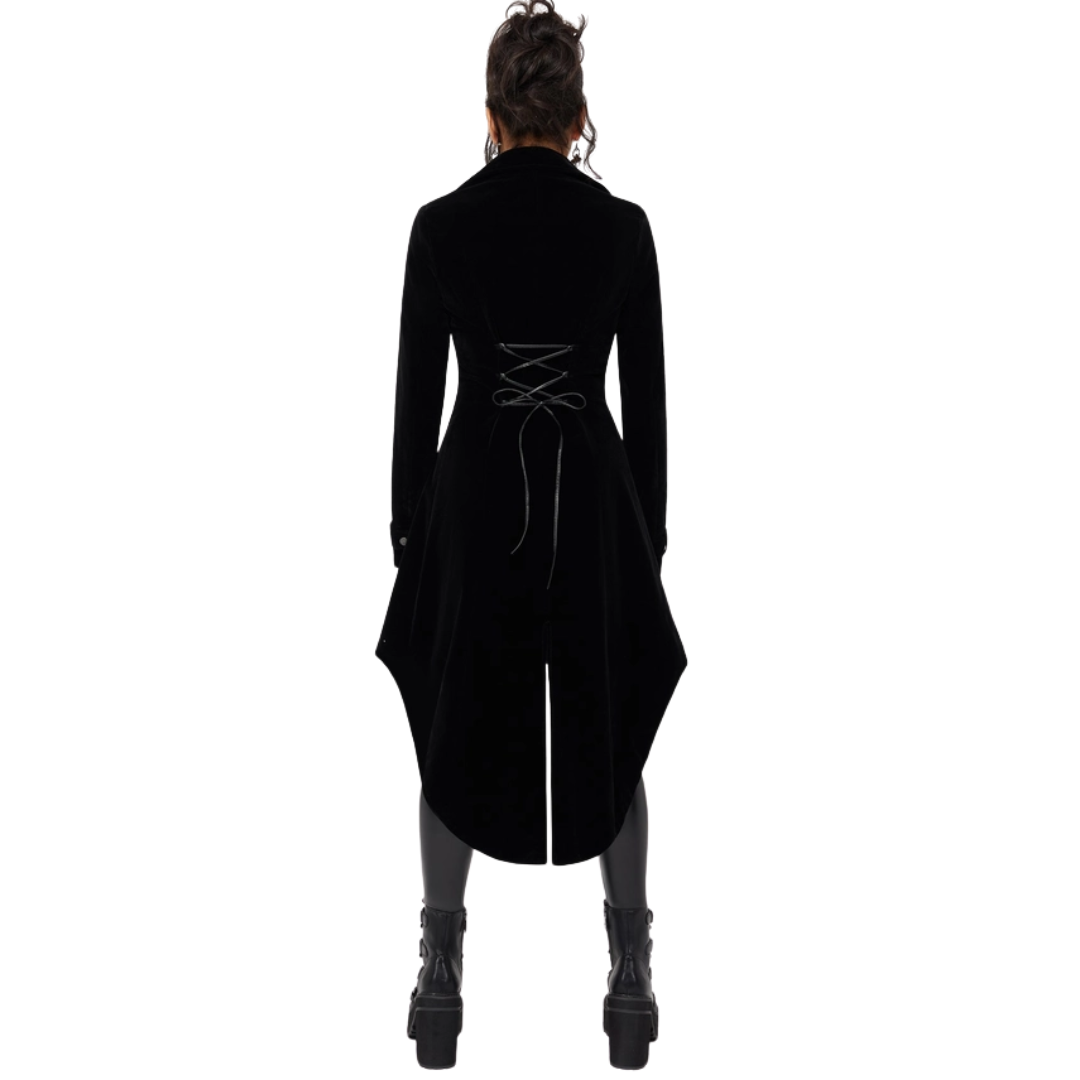 Velvet Lace Up Cross Coat