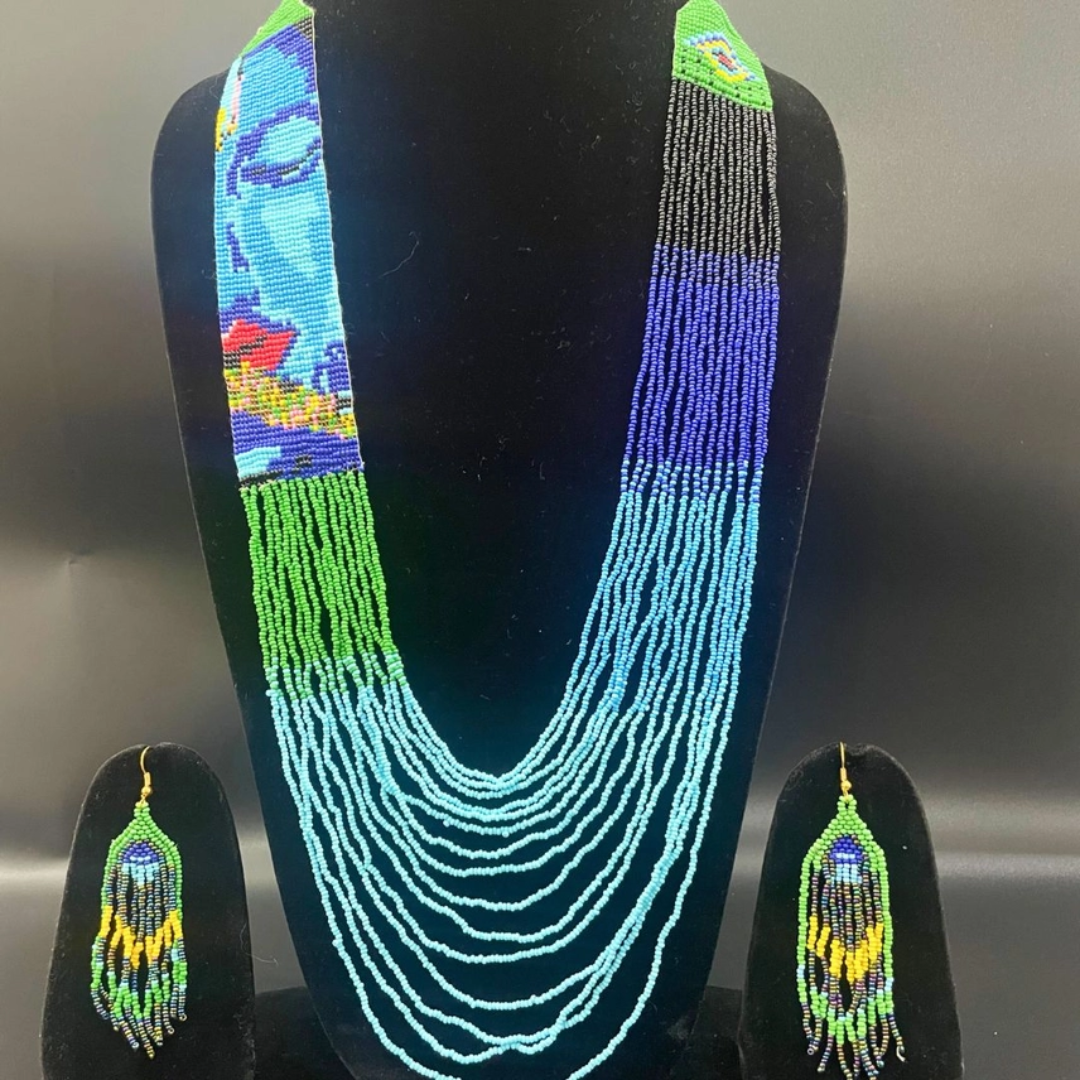 Abstract Face Beaded Jewellery Set