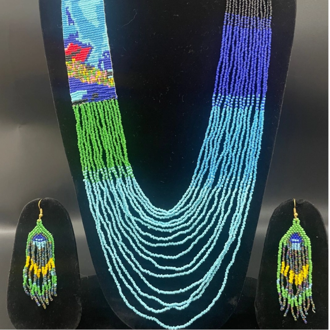 Abstract Face Beaded Jewellery Set