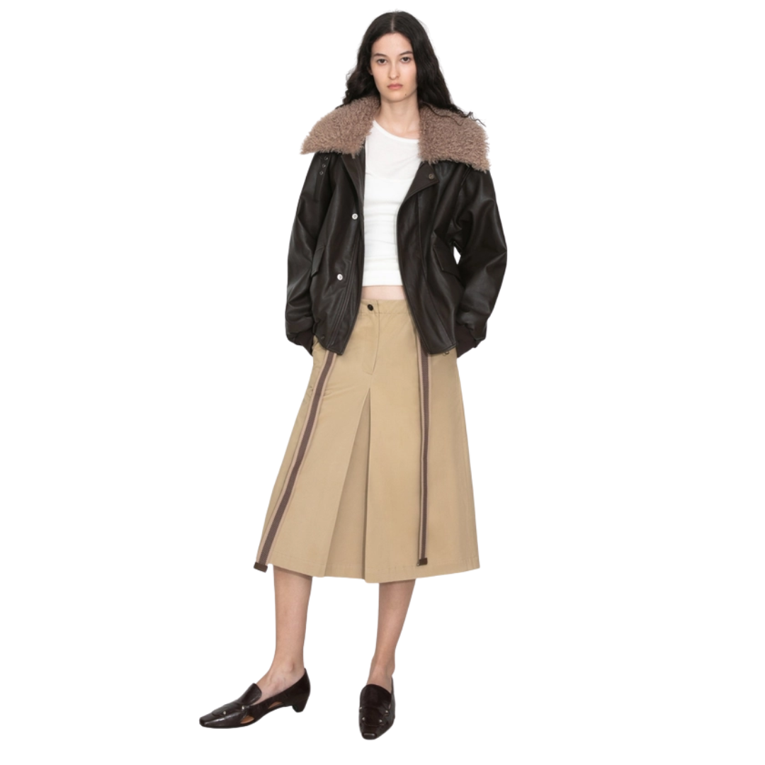 Faux Shearling Collar Leather Jacket