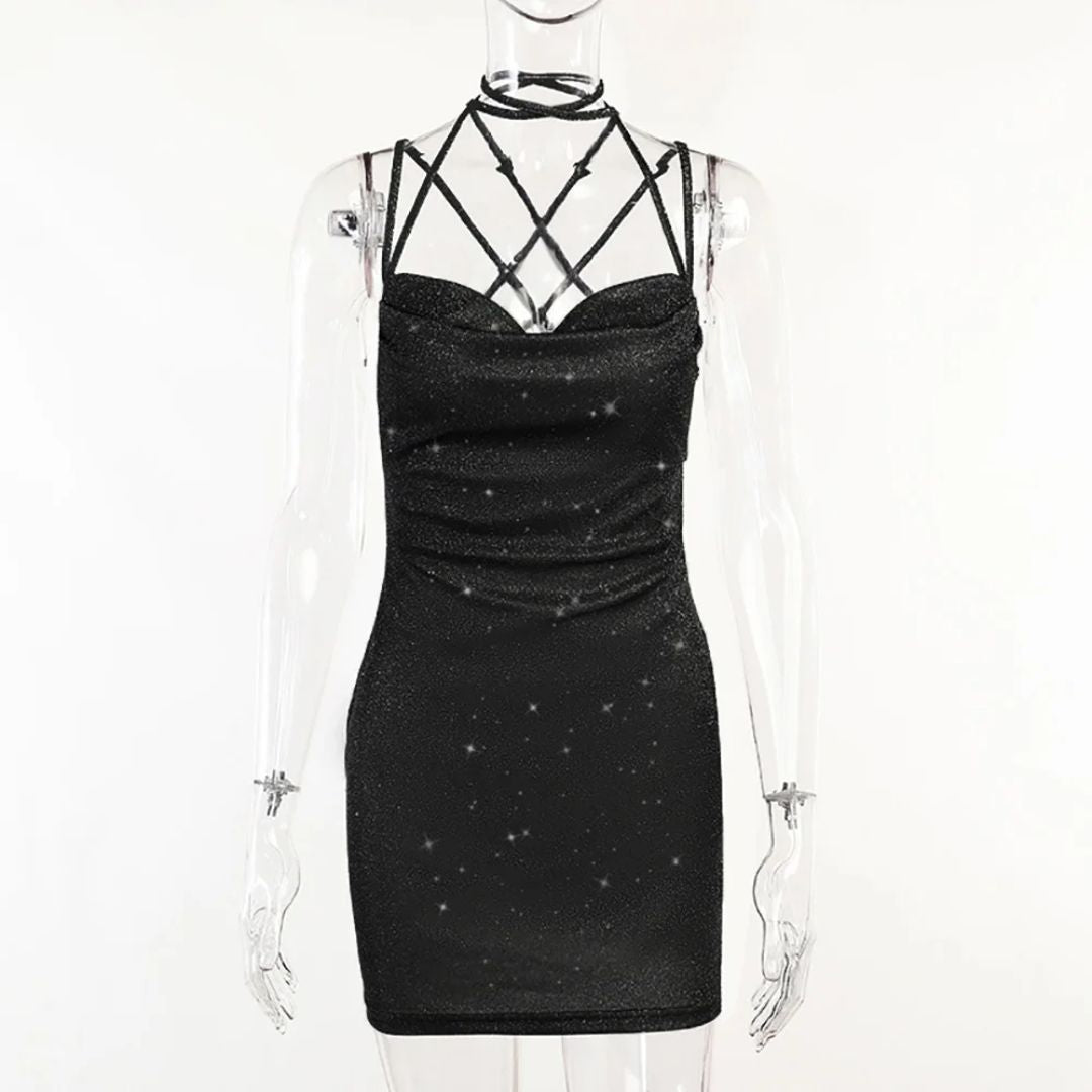 Glitter Cowl-Neck Dress - Festigal