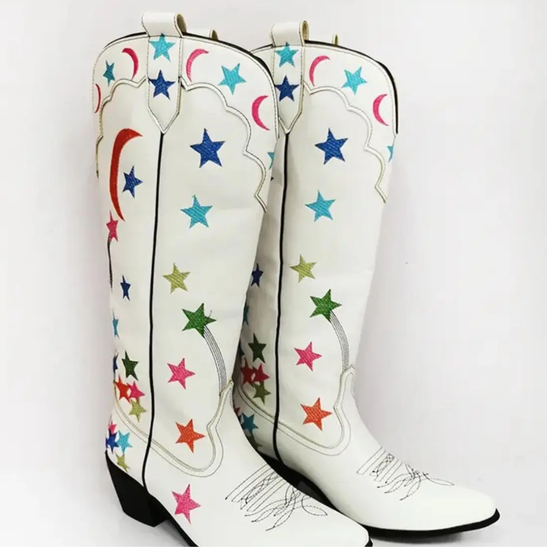 White Celestial Cowboy Boots - Festigal