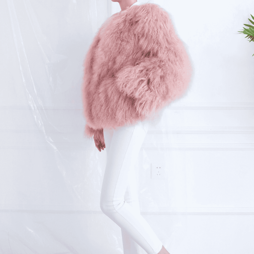 Pink Mongolian Shearling Jacket - Festigal