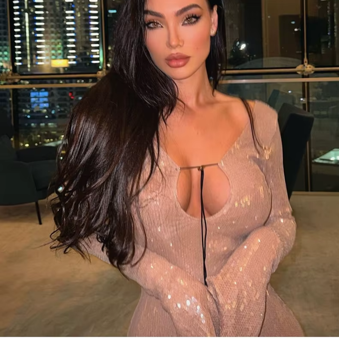 V Neck Long Sleeve Sequin Midi Dress - Festigal