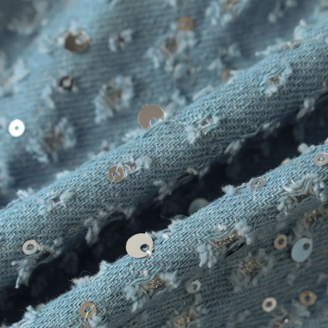 Sequin Denim Corset and Pants Two-Piece Set - Festigal