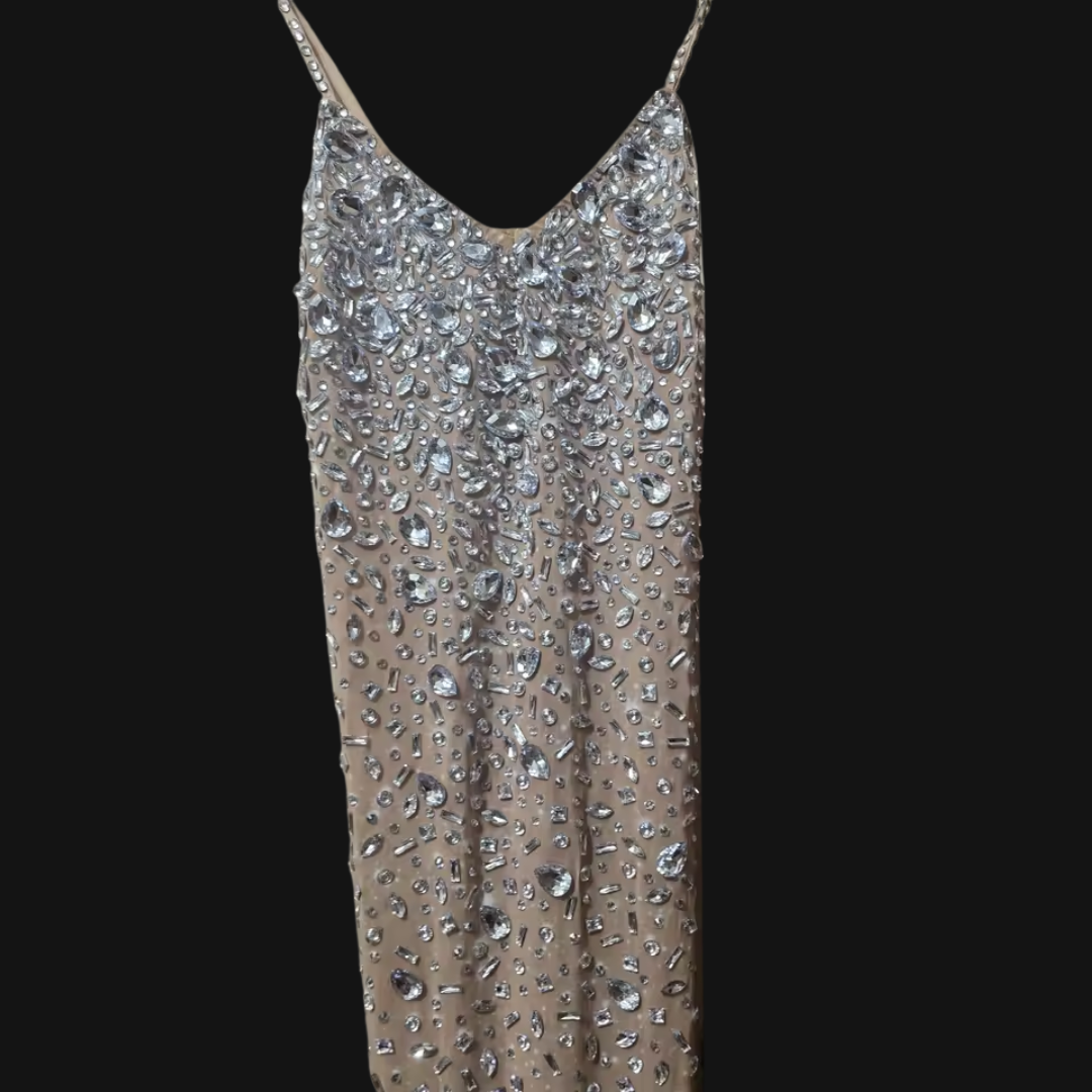 Rhinestone Mesh Maxi Dress