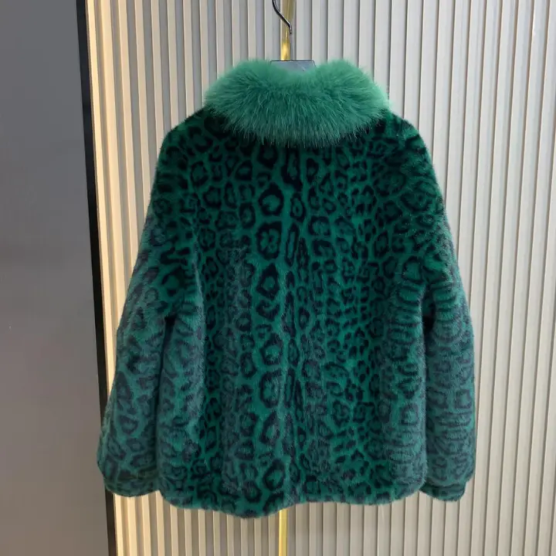 Leopard Print Buckled Faux Fur Jacket - Festigal