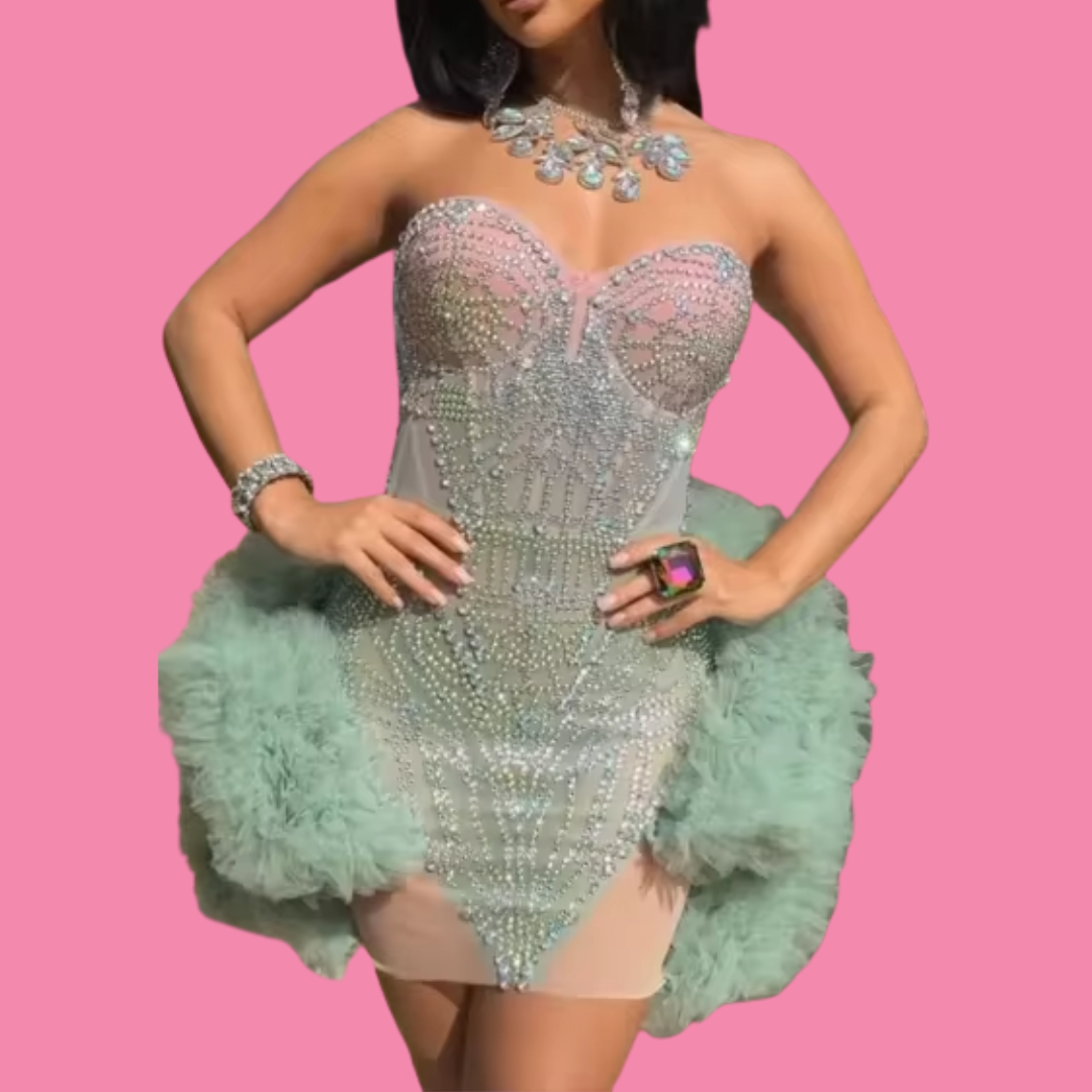 Sweetheart Sequin Ruffle Mini Dress