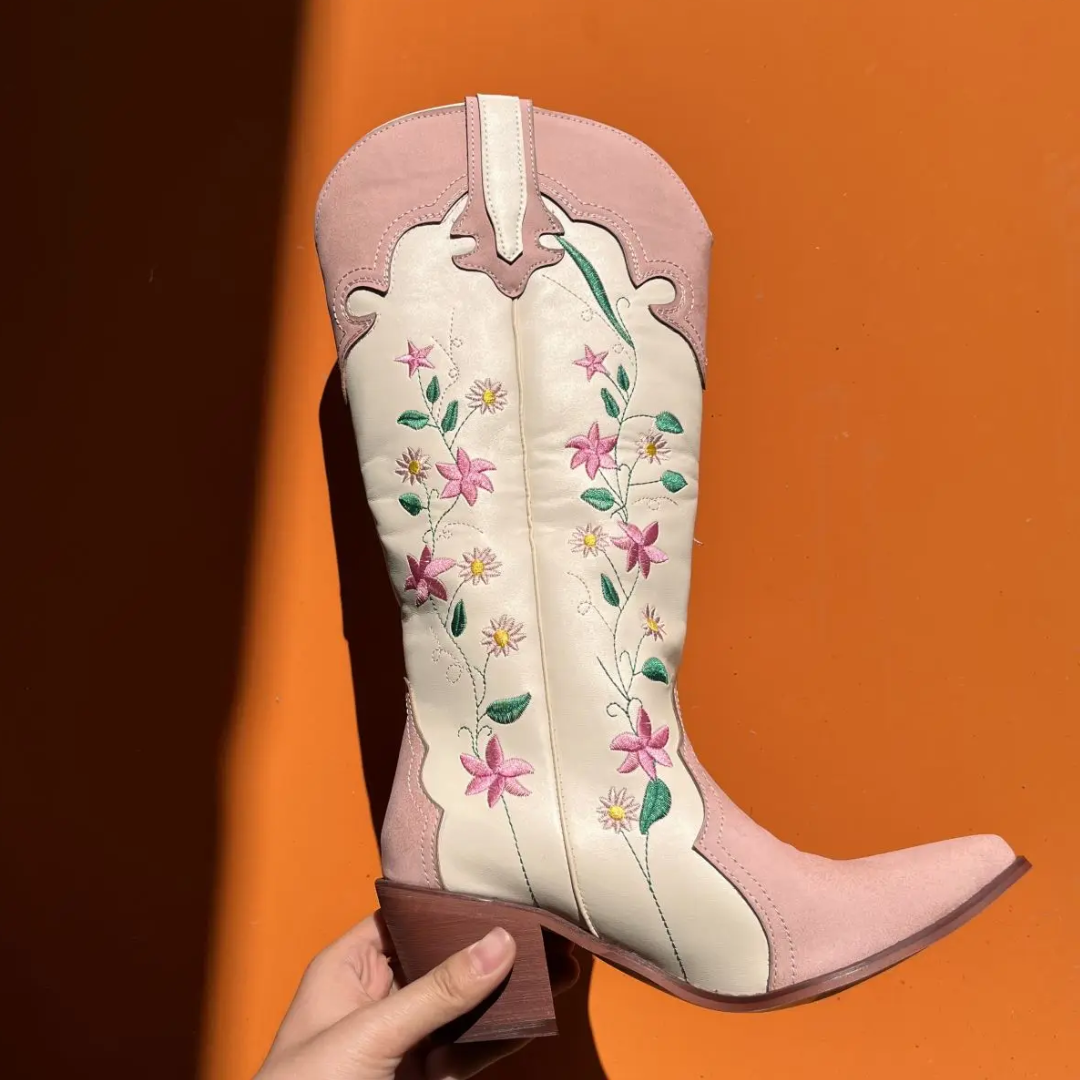 Pink Floral Cowboy Boots - Festigal