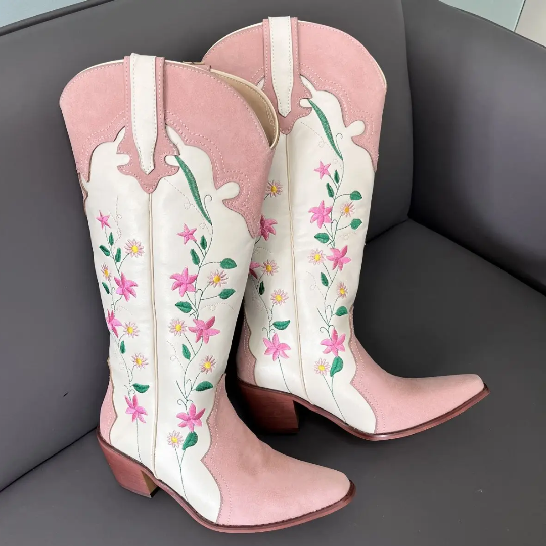 Pink Floral Cowboy Boots - Festigal