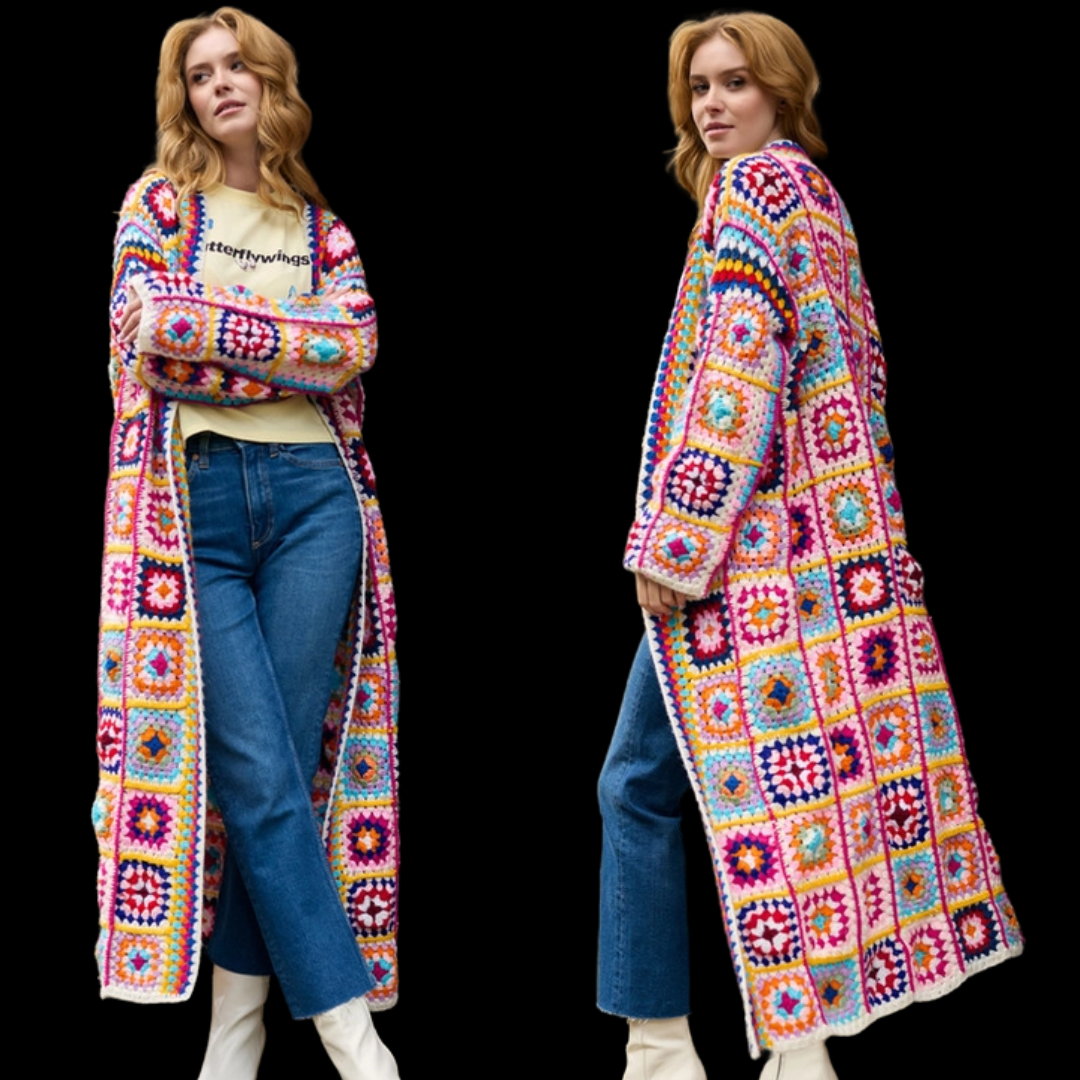 Crochet Multi-coloured Square Kimono