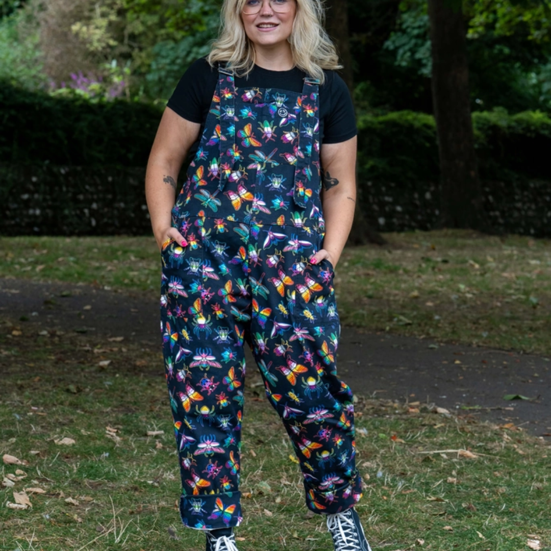 Rainbow Bugs Stretch Dungarees