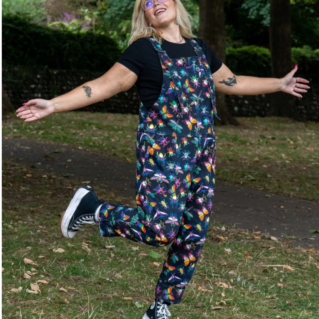 Rainbow Bugs Stretch Dungarees