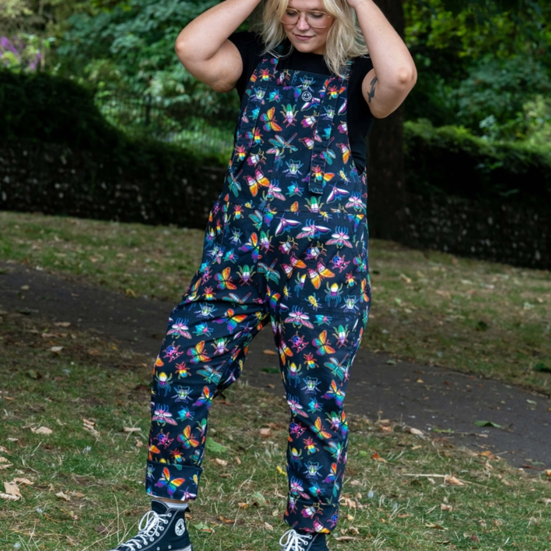 Rainbow Bugs Stretch Dungarees