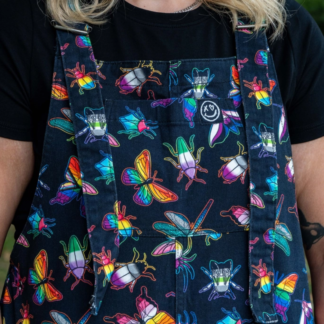 Rainbow Bugs Stretch Dungarees