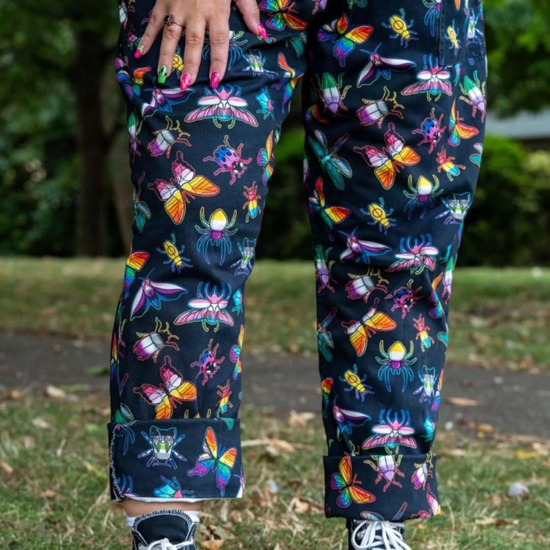 Rainbow Bugs Stretch Dungarees
