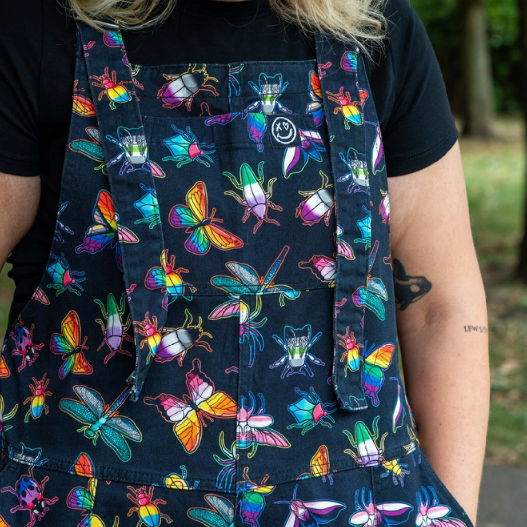 Rainbow Bugs Stretch Dungarees