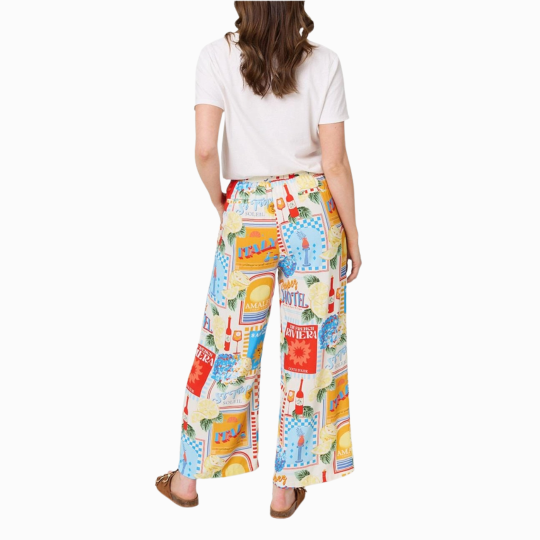 Postcard Patchwork Print Trousers