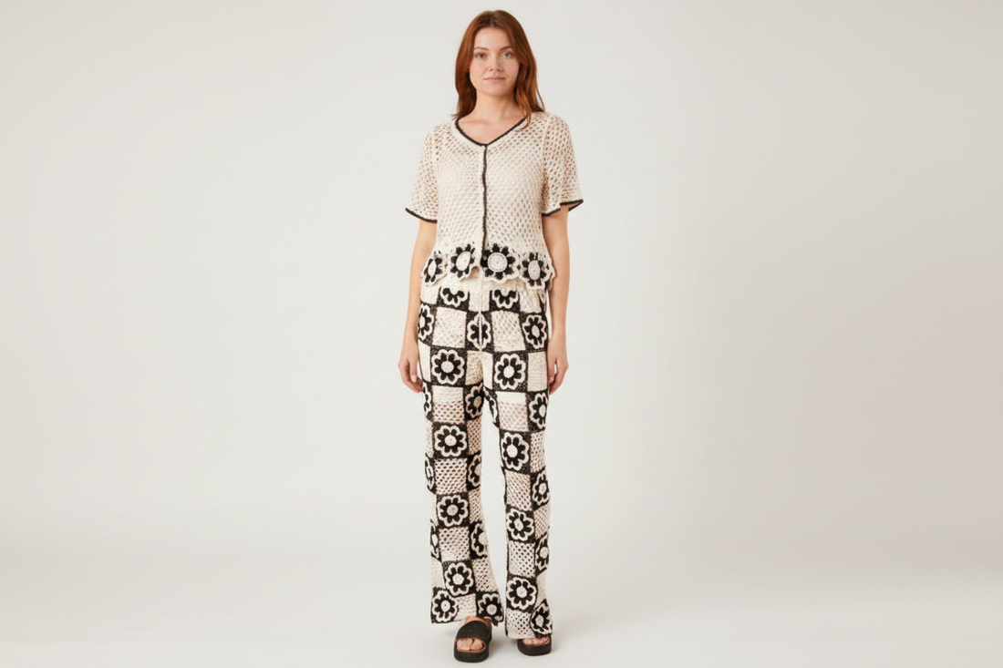 Patchwork Crochet Flower Trousers