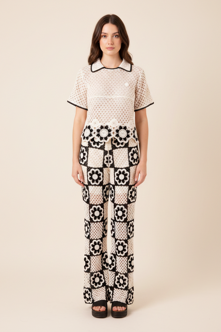 Patchwork Crochet Flower Trousers