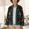 Velvet Peacock Embroidered Kimono