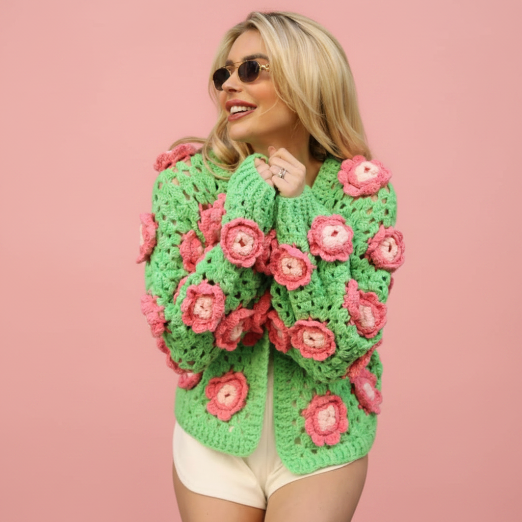 Statement Crochet Flower Cardigan