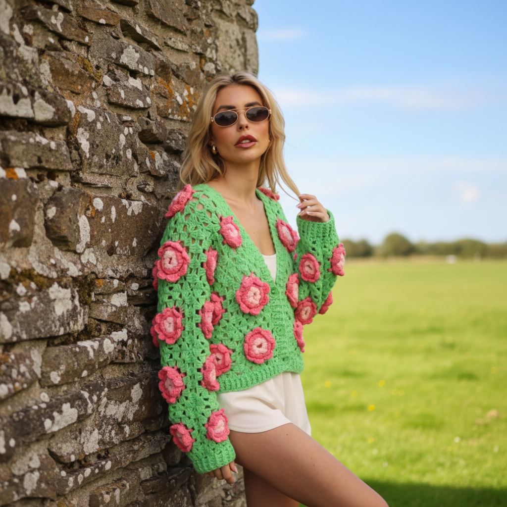 Statement Crochet Flower Cardigan