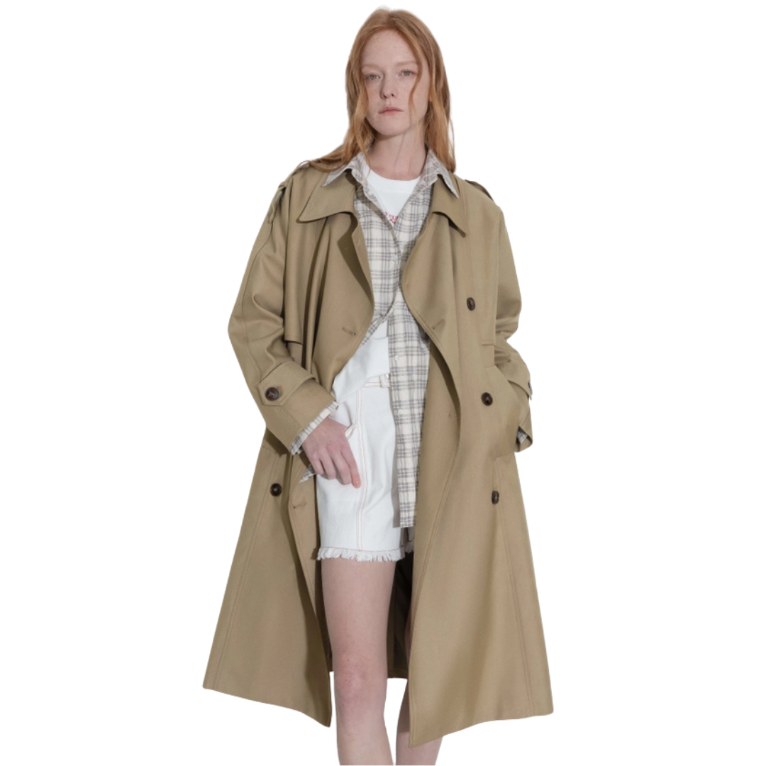 Double Breasted Trench Coat with Belt