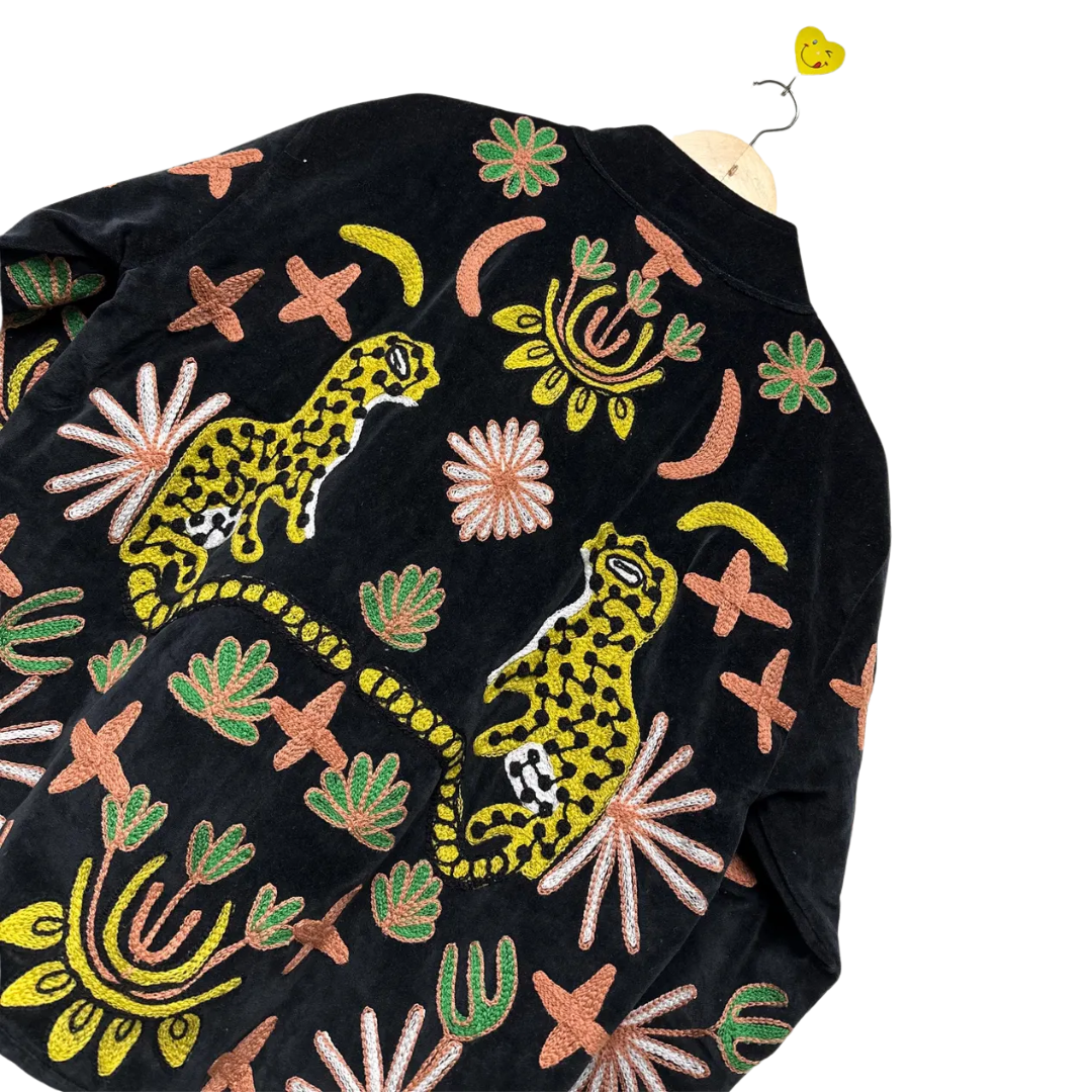 Handmade Tiger Floral Velvet Suzani Jacket