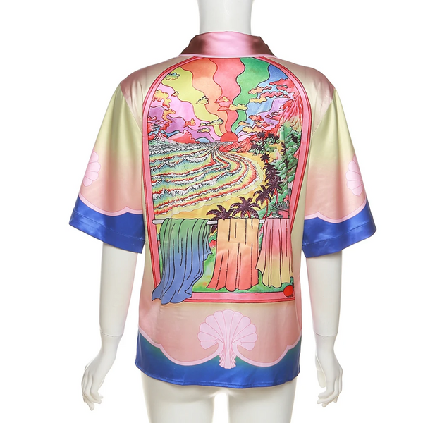 Rainbow Ombre Satin Shirt - Festigal
