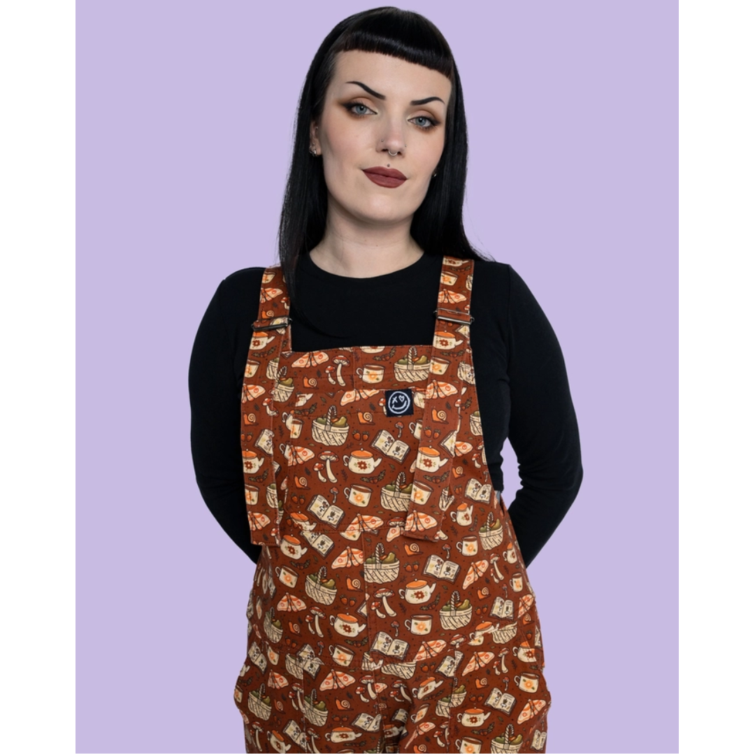 Mushroom Tea Party Stretch Dungarees