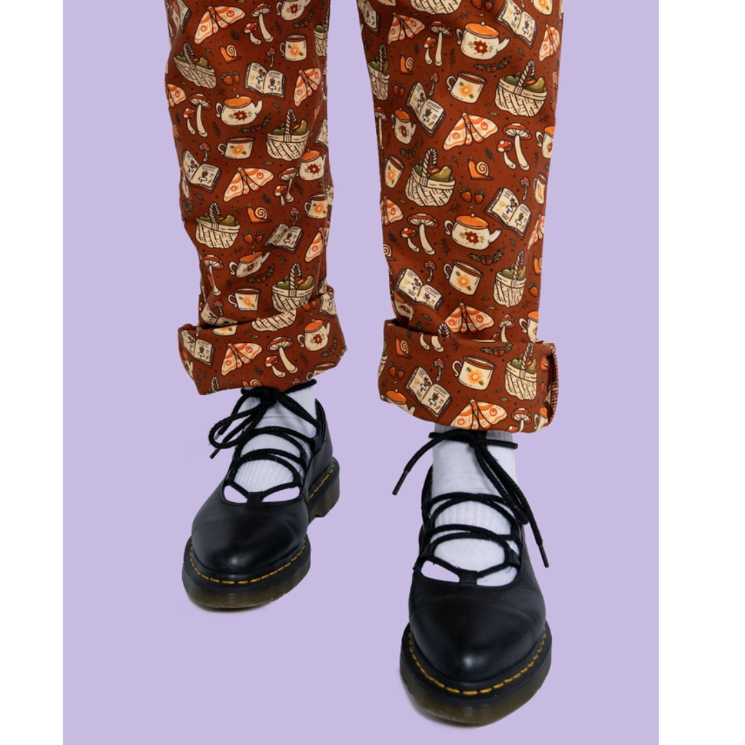 Mushroom Tea Party Stretch Dungarees