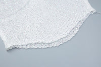 Distressed Knit Sparkling White Sequins Crop Top - Festigal