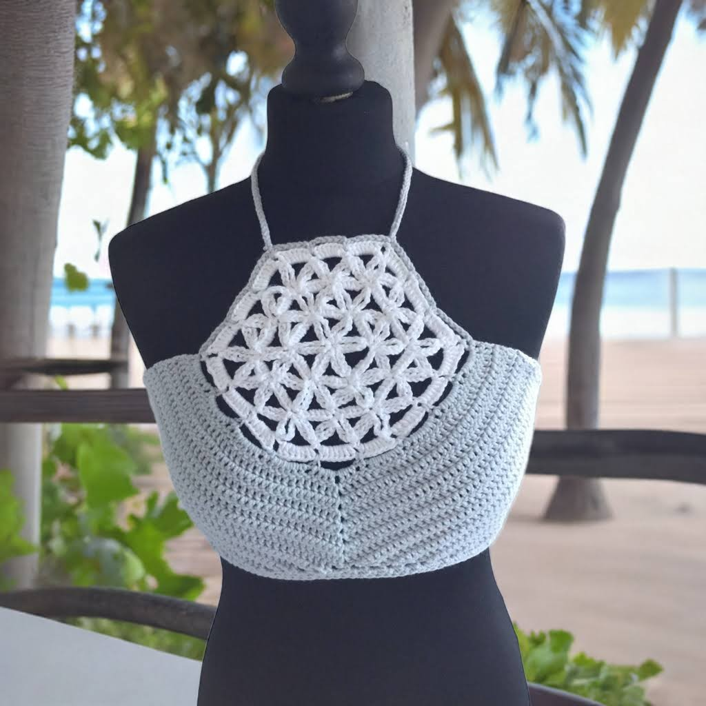Wildflower Inset Crochet Halter Tops – Handmade Festival Bralette