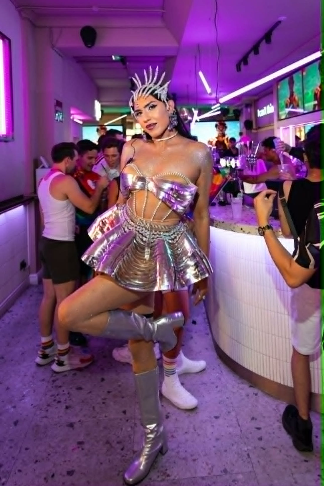 Futuristic Wave A-Line Dress