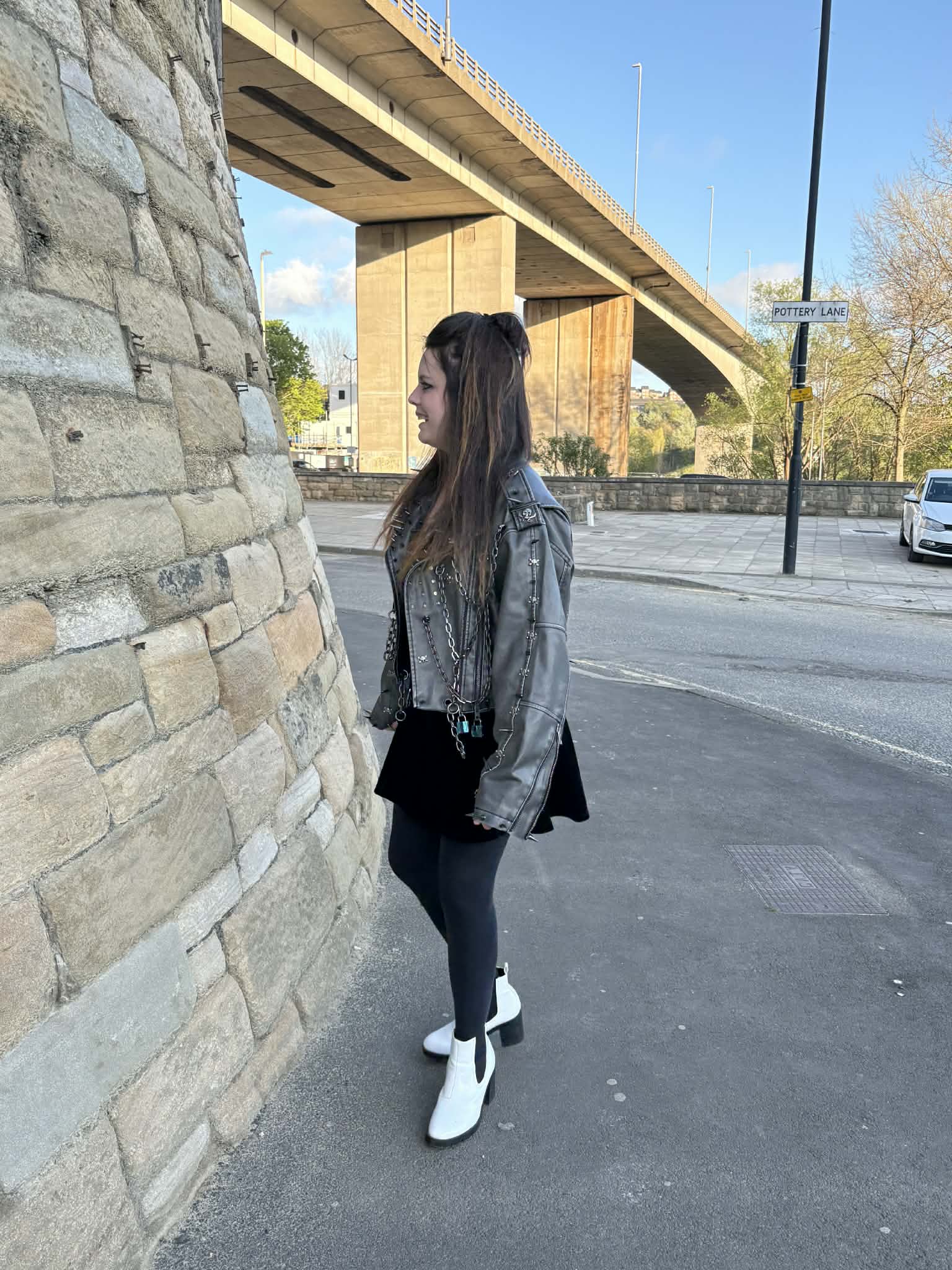 Faux Leather Spiked Jacket