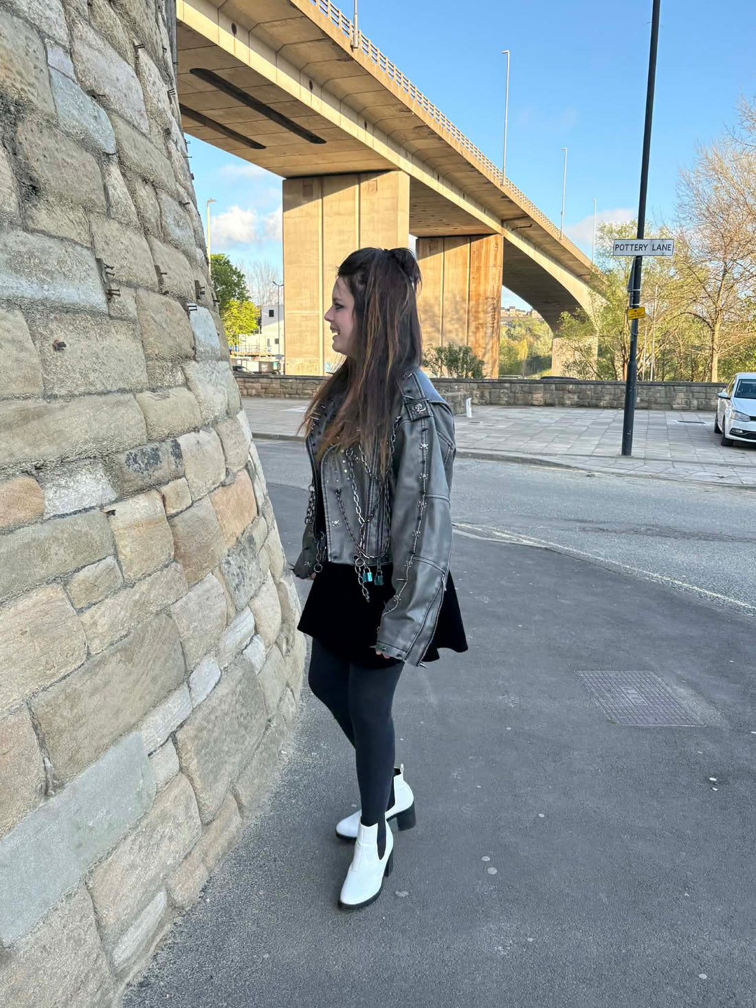 Faux Leather Spiked Jacket