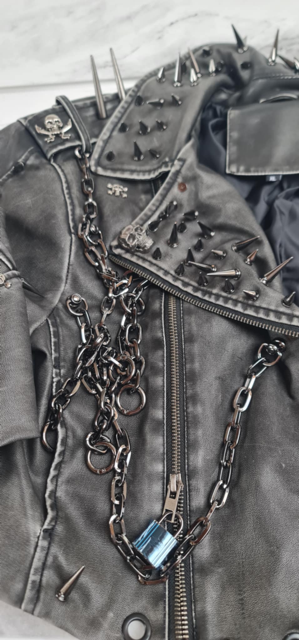 Faux Leather Spiked Jacket - Festigal