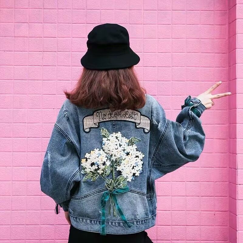 🌸 Flower Bouquet Denim Jacket