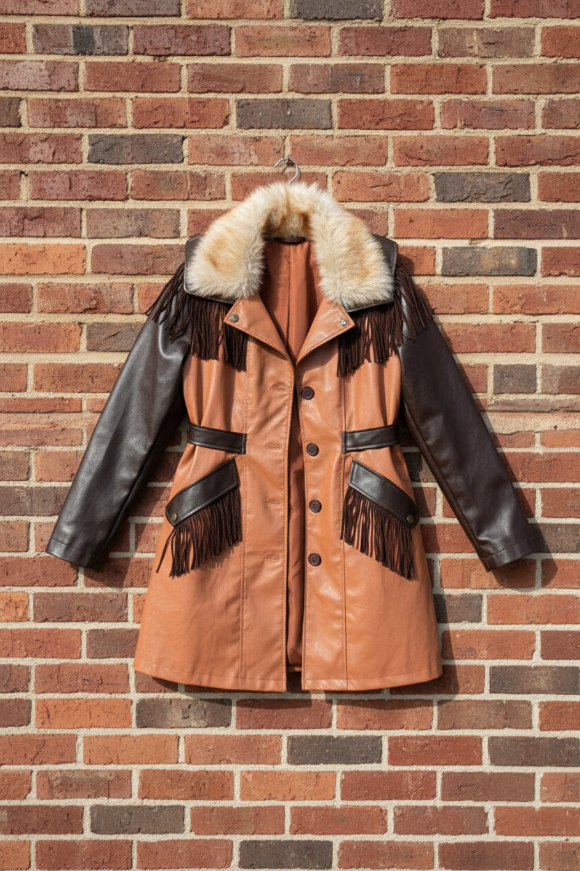 Vintage Penny Lane Faux Leather Tassel Jacket