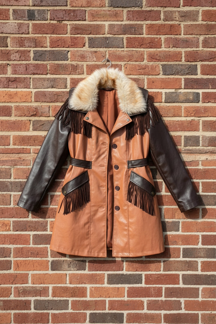 Vintage Penny Lane Faux Leather Tassel Jacket