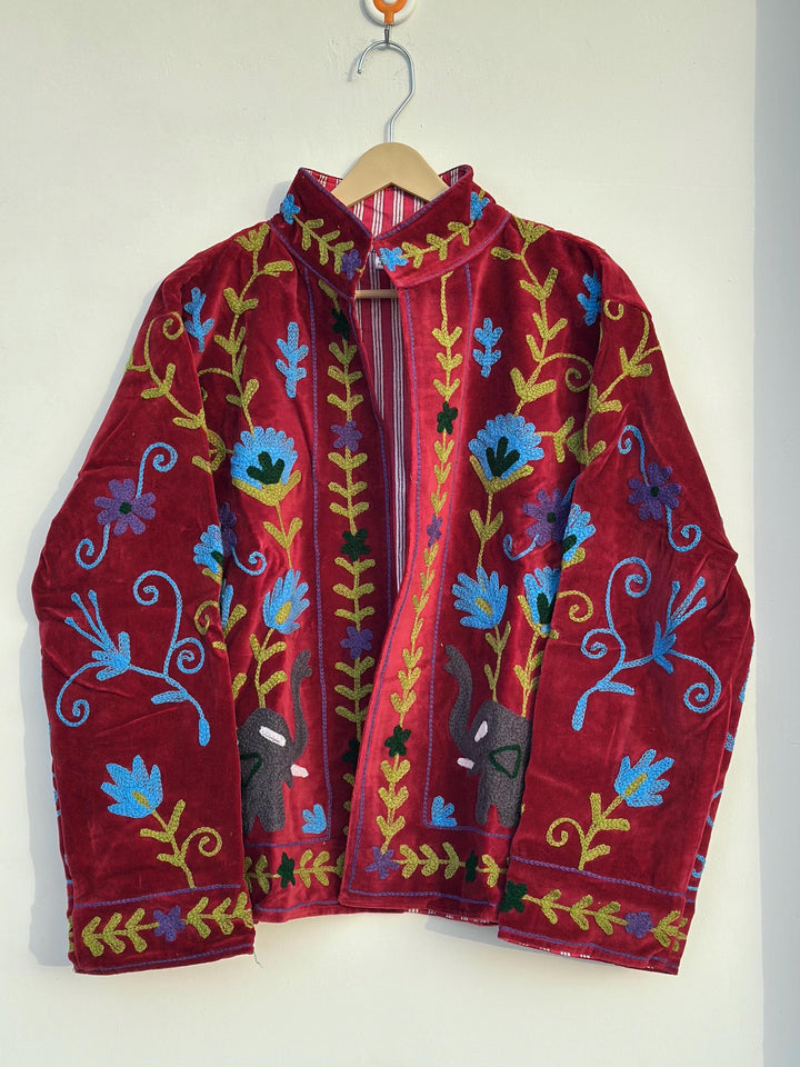 🌸Handmade Velvet Elephant Suzani Jacket