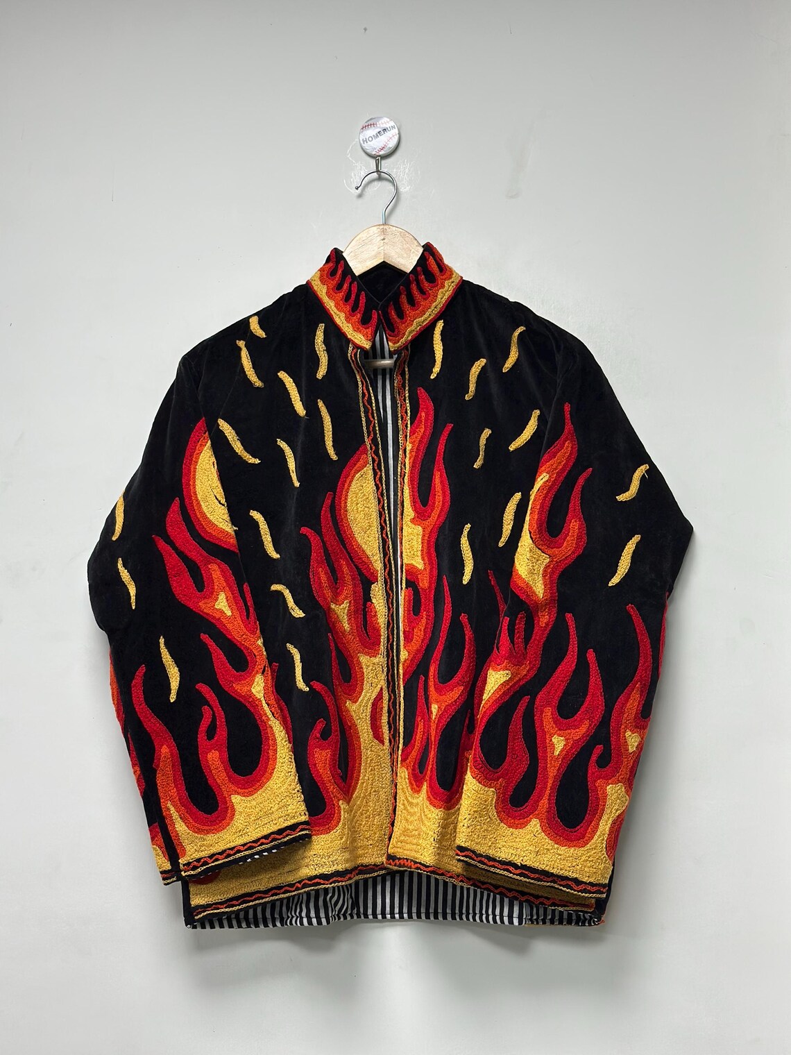 Flames Embroidered Velvet Jacket