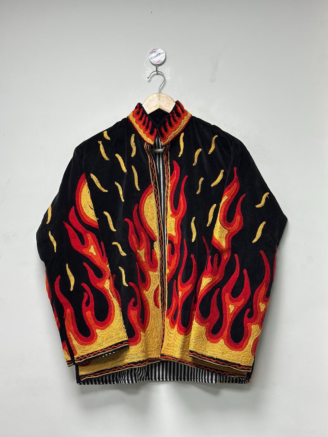 Flames Embroidered Velvet Jacket
