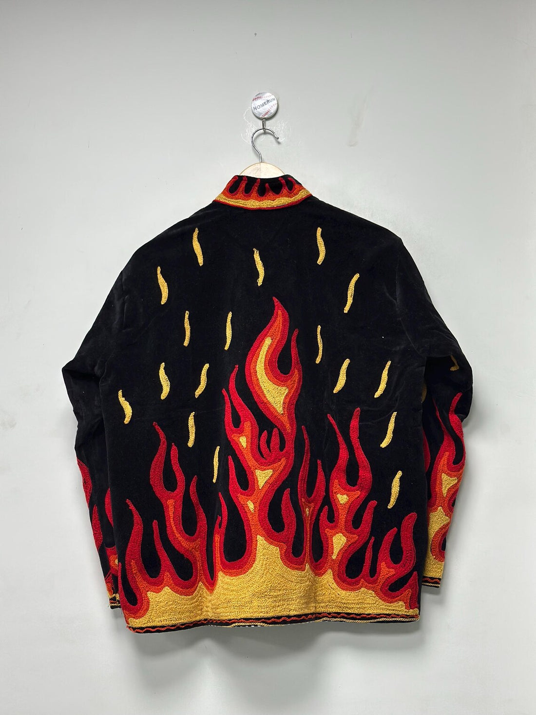 Flames Embroidered Velvet Jacket