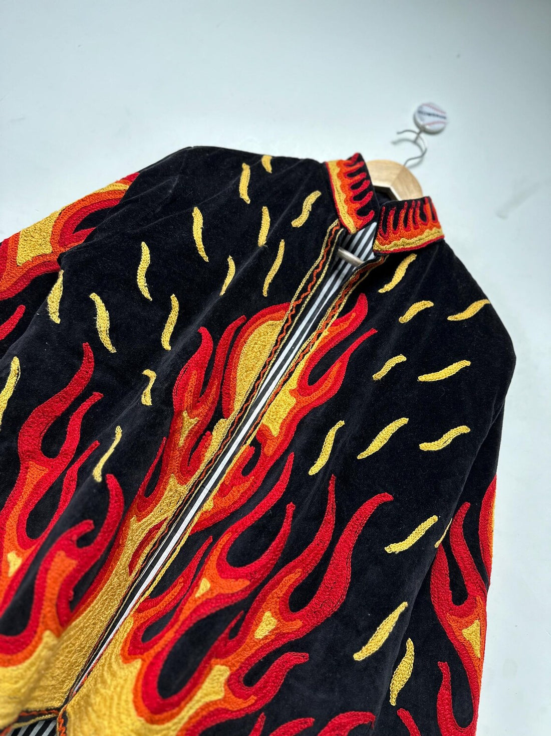 Flames Embroidered Velvet Jacket