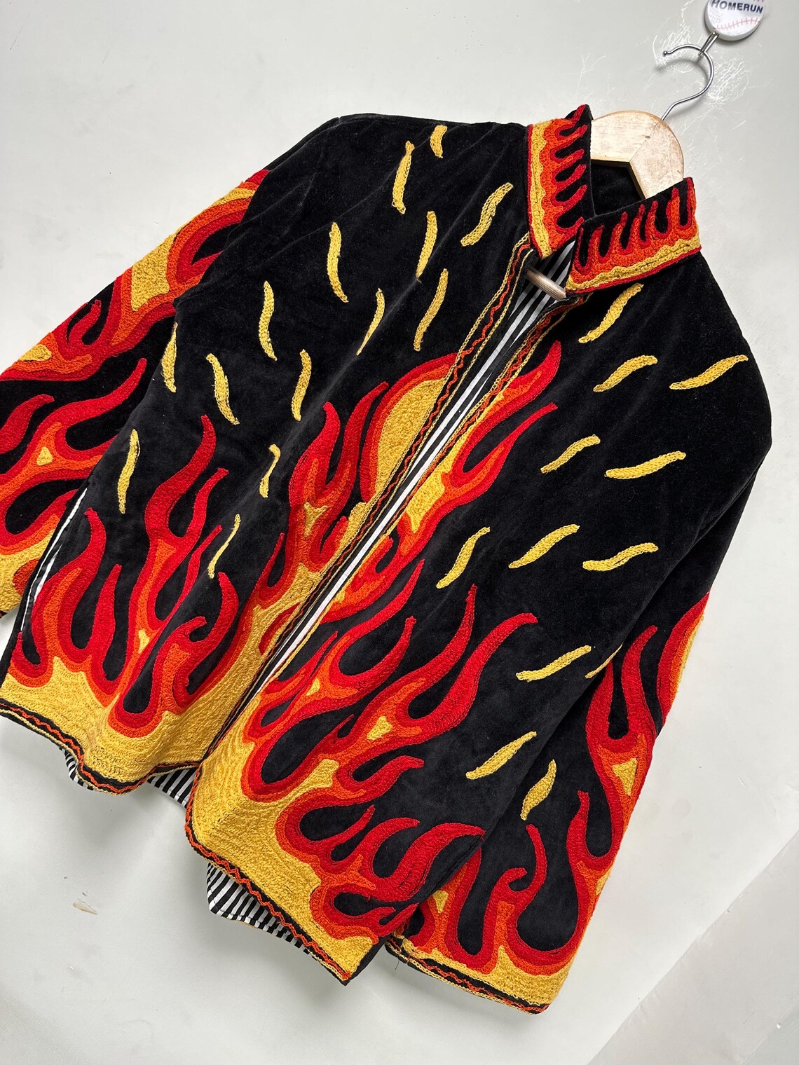 Flames Embroidered Velvet Jacket