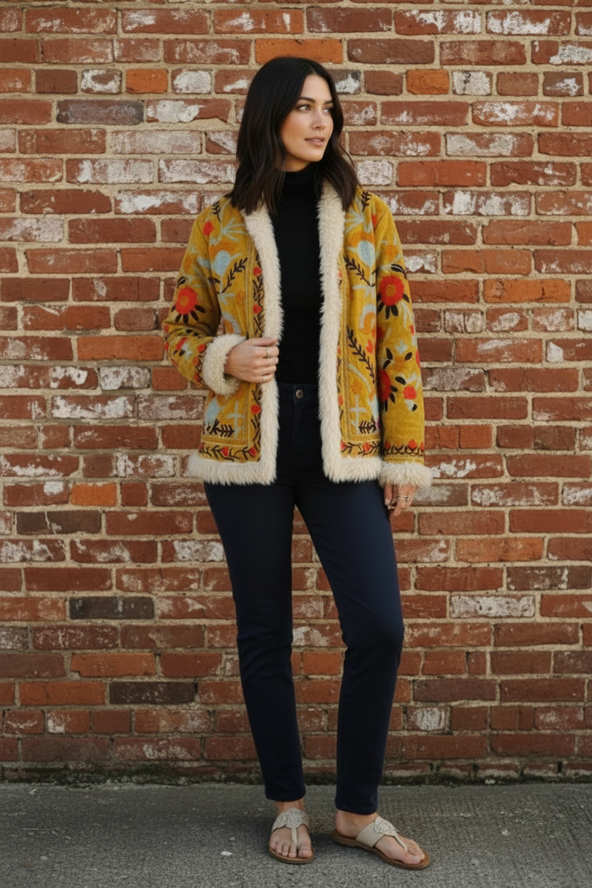 Velvet Embroidered Afghan Jacket