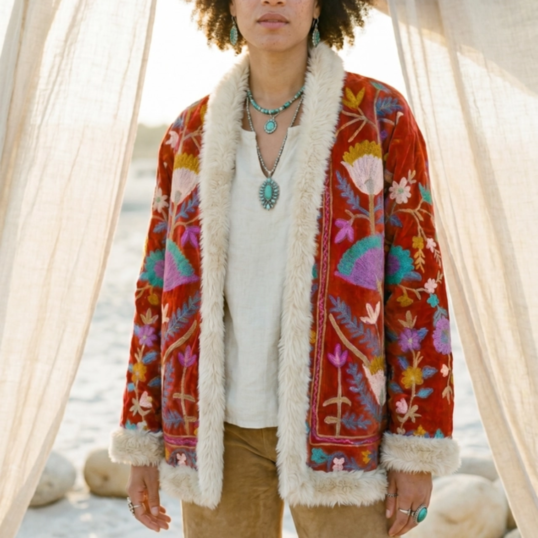 Velvet Embroidered Afghan Jacket