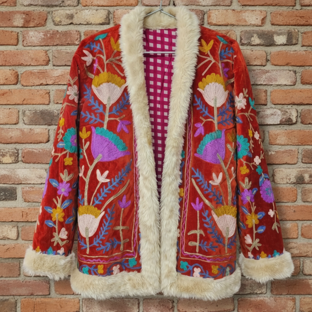 Velvet Embroidered Afghan Jacket